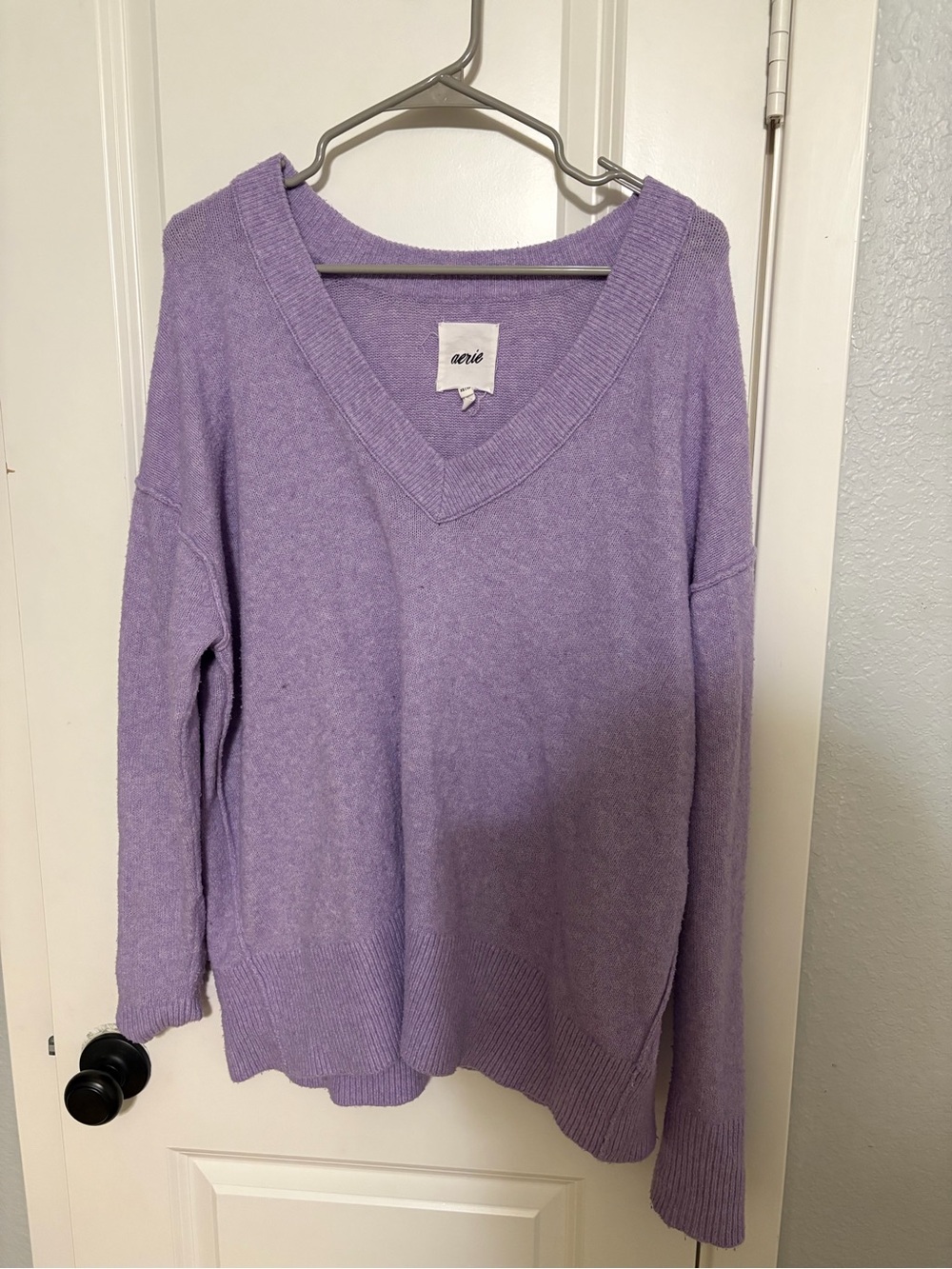 aerie Lilac V-Neck Oversized Lightweight Sweater